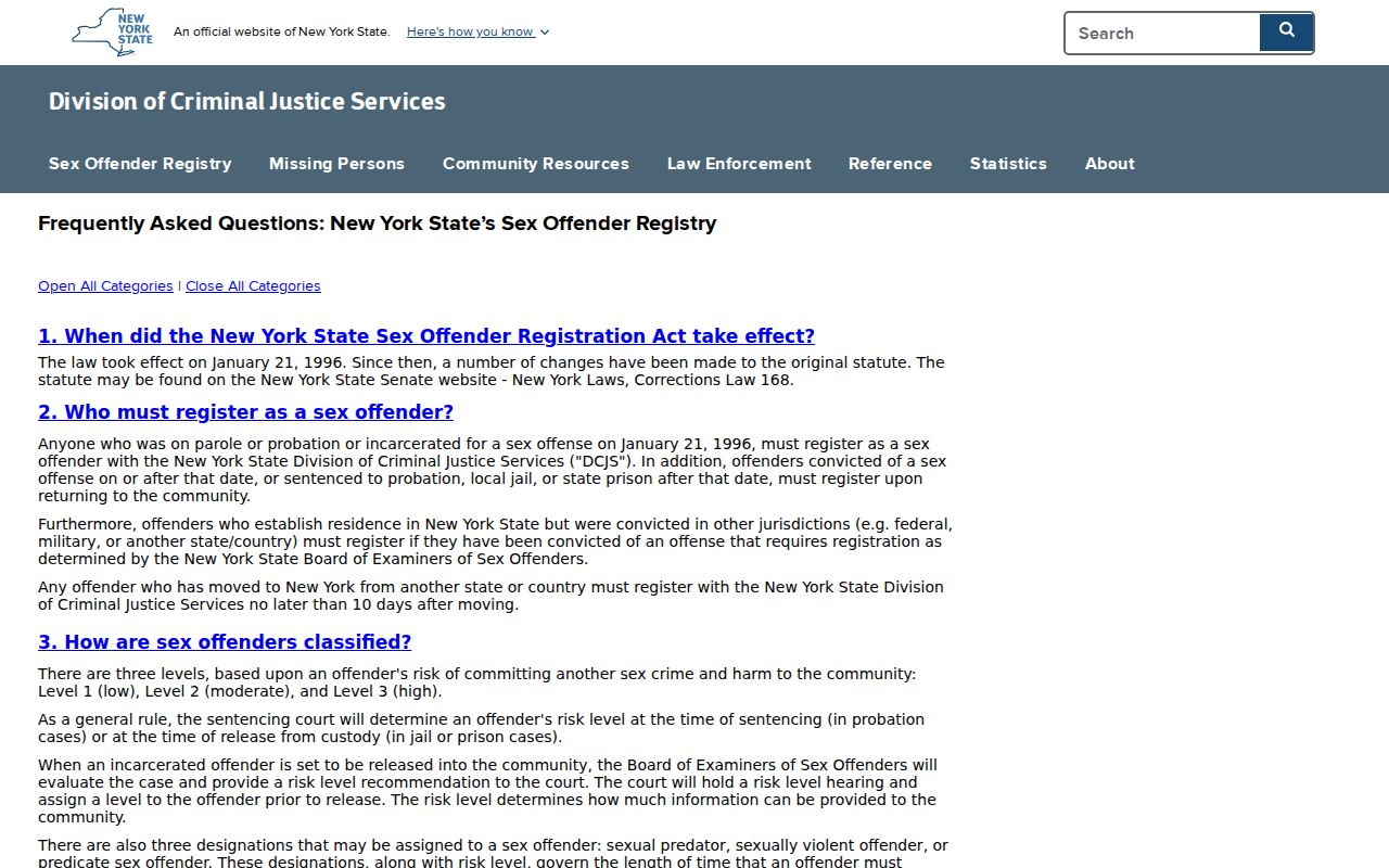 Schuyler County sex offender registry duties and address reporting guidance